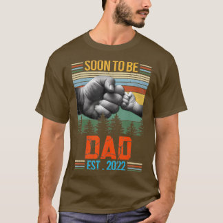 T-shirt Mens Retro Bientôt Être Papa Est 2022 Premier Papa