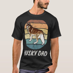 T-shirt Mens Retro Husky Papa Siberian Husky Sled Chig Pap