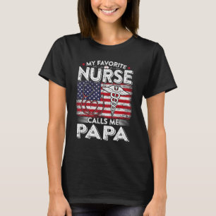 T-shirt Mens Retro Mon Infirmière Préférée M'Appelle Papa