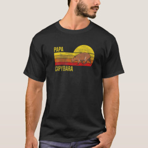 T-shirt Mens Retro Papa Capybara Fête des Père Première Vi
