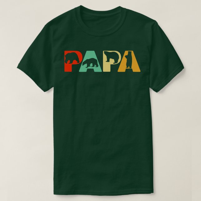 T-shirt Mens Retro Papa Ours Papa Drôle Ours Ours Papa Pèr (Design devant)
