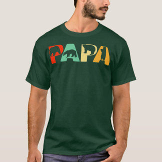 T-shirt Mens Retro Papa Ours Papa Drôle Ours Ours Papa Pèr