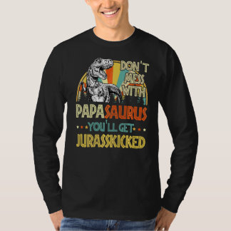 T-shirt Mens Retro Papasaurus Dinosaur Rex Père Vintage