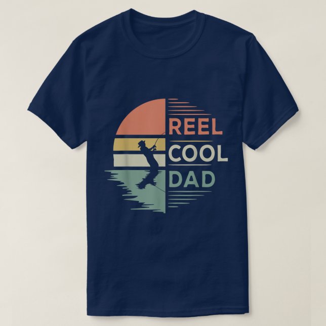 T-shirt Mens Retro Reel Cool Dad Fishing Fisherman Fisher  (Design devant)