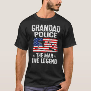 T-shirt Mens Retro Us Drapeau Fête des pères Grand Police 