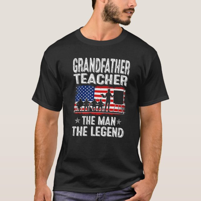 T-shirt Mens Retro Us Fête des pères Drapeau Grand-père En (Devant)