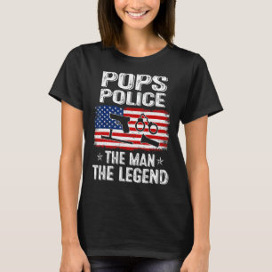 T-shirt Mens Retro Us Fête des pères Drapeau Pops Police L