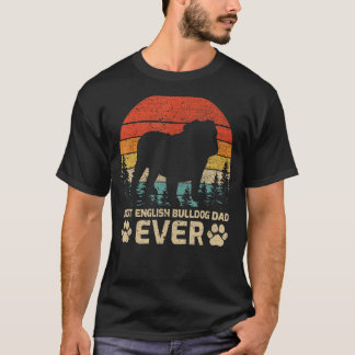T-shirt Mens Retro Vintage Meilleur Anglais Bulldog Papa J