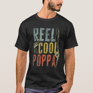 T-shirt Mens Retro Vintage Reel Cool Poppa Pêche Père