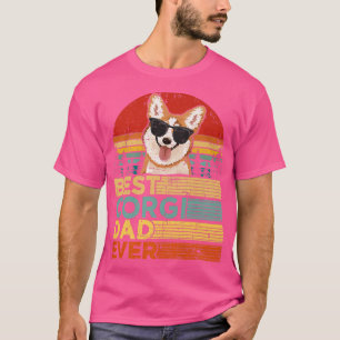 T-shirt Mens Retro Vintage Sunset Best Corgi Papa Jamais F