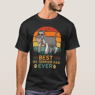 T-shirt Mens Retro Vintage Sunset Best Fox Terrier Papa Gr