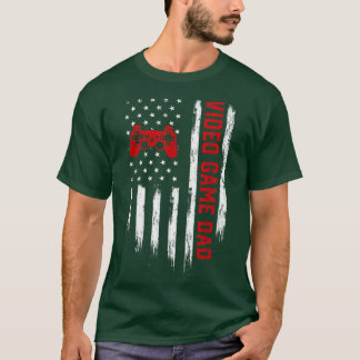T-shirt Mens Retro Vintage USA American Flag Video Jeu Da