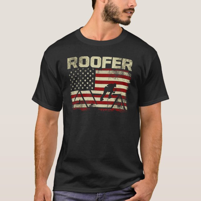 T-shirt Mens Roofer American Flag Mens Roofing 3 (Devant)