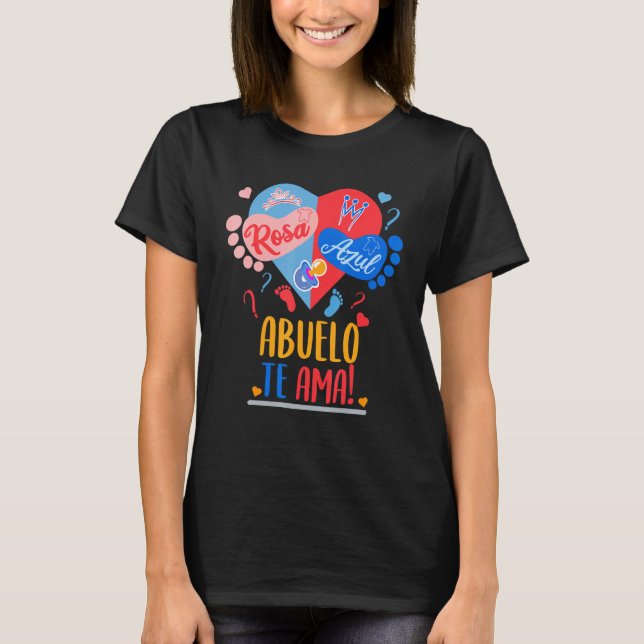 T-shirt Mens Rosa Azul Abuelo te Ama Révélation de genre (Devant)