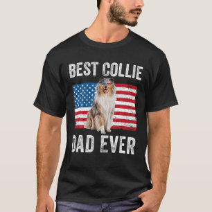 T-shirt Mens Rough Collie Papa Drapeau Américain Collie C