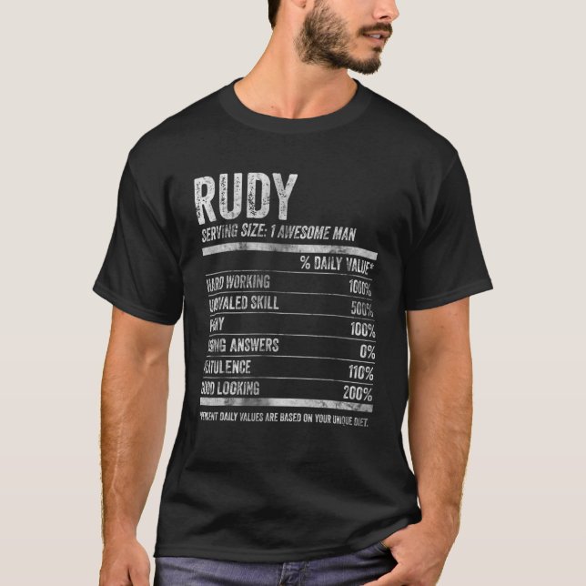 T-shirt Mens Rudy Nutrition Nom personnalisé Nom drôle Nom (Devant)