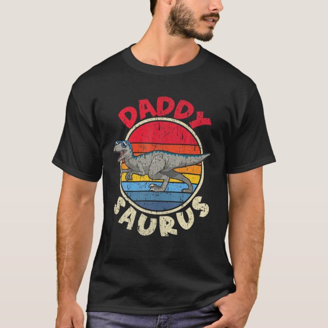 T-shirt Mens Saurus Daddy I Velociraper I Family Matching (Devant)