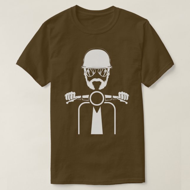 T-shirt Mens Scooter Vélo Moto Scoot Funny Beard Mop (Design devant)
