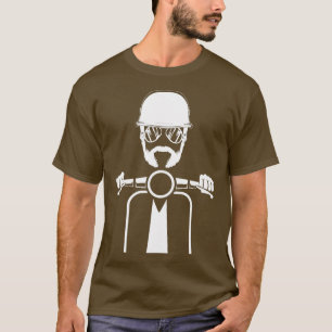 T-shirt Mens Scooter Vélo Moto Scoot Funny Beard Mop