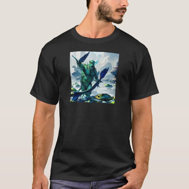 T-shirt Mens Sea Monster par Juan Cabana (Devant)