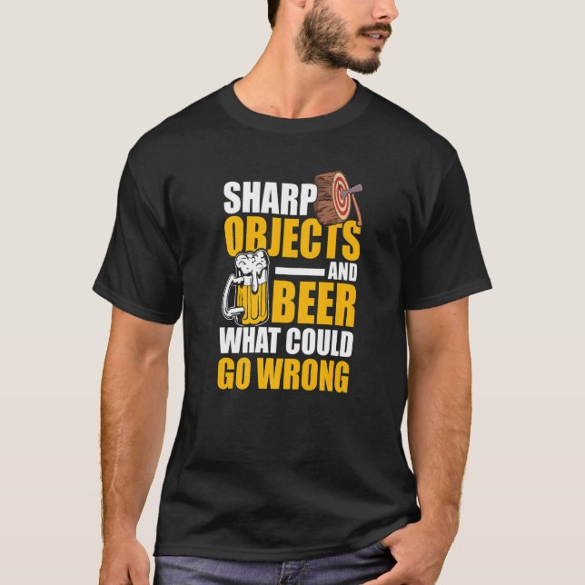 T-shirt Mens Sharp Objects And Beer What Could Go Wrong   (Devant)
