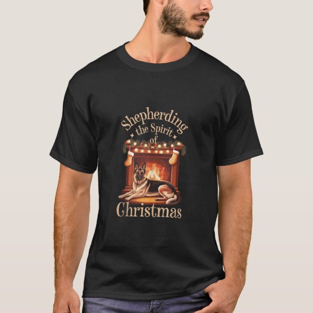 T-shirt Mens Shepherding Spirit German Shepherd Christmas  (Devant)