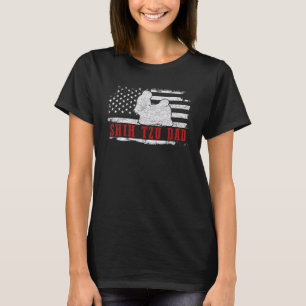 T-shirt Mens Shih Tzu Papa Déchiré Américain Drapeau Patri