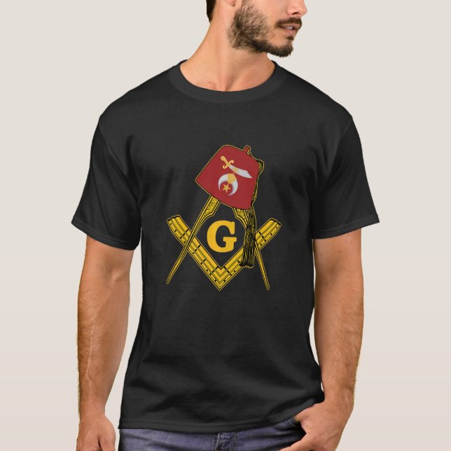 T-shirt Mens Shriner Fez Mason Compass Noble Mystic Shrine (Devant)