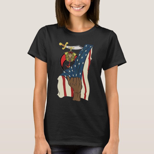 T-shirt Mens Shriner Mason Real Pull Us Drapeau 4 Juillet  (Devant)