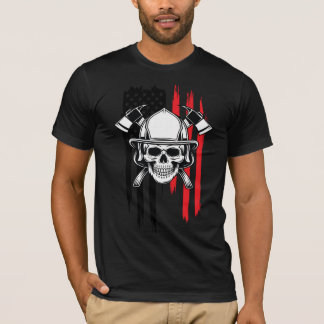 T-shirt Mens Skull Firefighter 