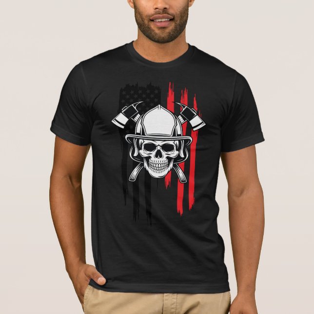 T-shirt Mens Skull Firefighter  (Devant)