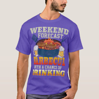 T-shirt Mens Smoker Weekend Prévision BBQ Avec Une Chance 