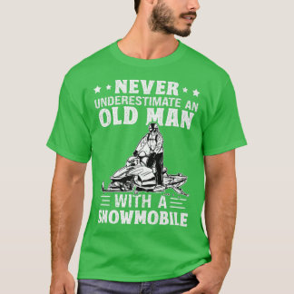 T-shirt Mens Snowmobile Riding Old Man Snowmobiler Winter