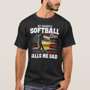 T-shirt Mens Softball Drapeau Mon favori Softball Player C