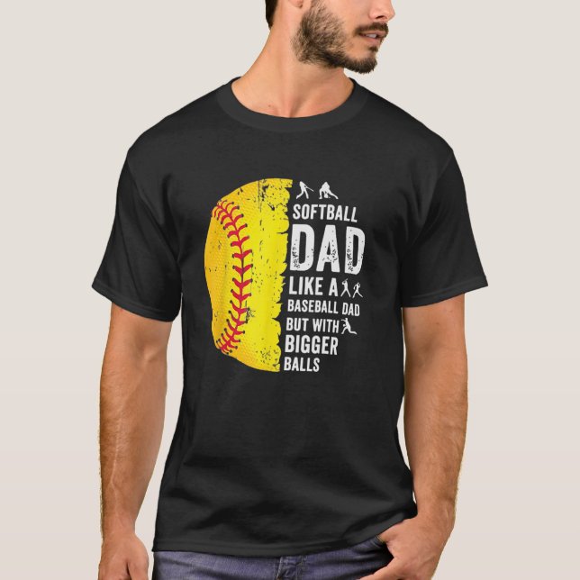 T-shirt Mens Softball Papa comme un papa de baseball avec  (Devant)