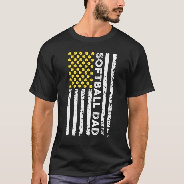 T-shirt Mens softball papa softball (Devant)