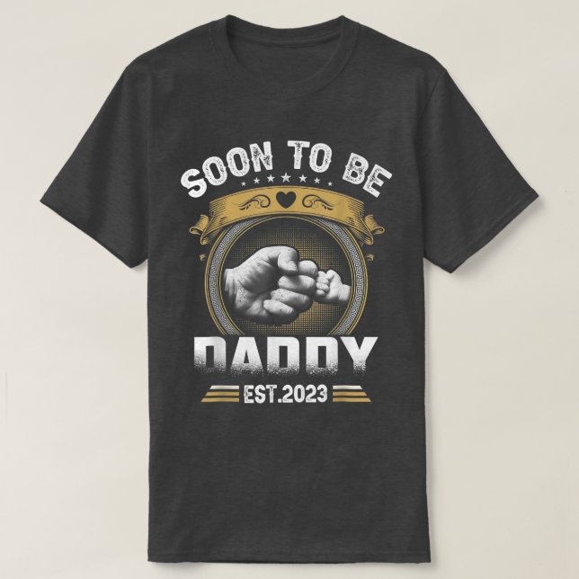 T-shirt Mens Soon To Be Daddy Est  (Design devant)