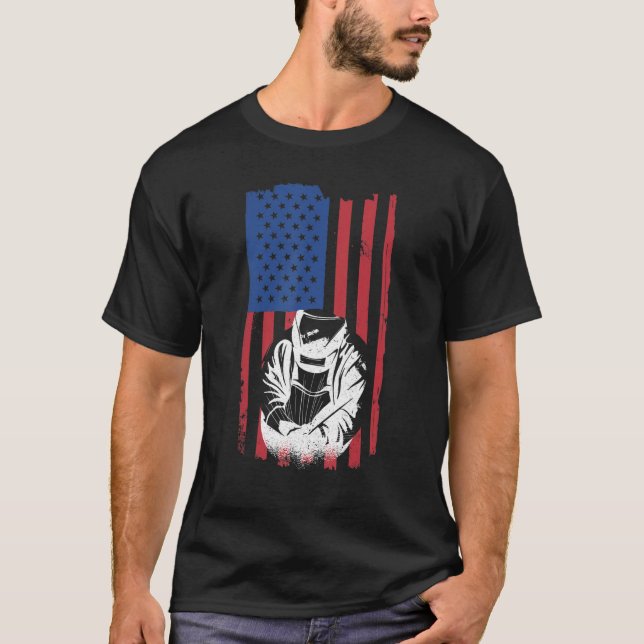T-shirt Mens Soudage Pour Welder American Flag Fer Worke (Devant)
