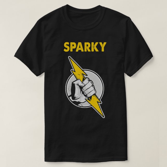 T-shirt Mens Sparky Electricien Hand Lightning (Design devant)