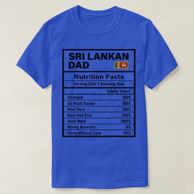 T-shirt Mens Sri Lankan Dad Nutrition Facts Father's Day N (Design devant)