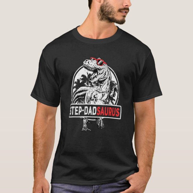 T-shirt Mens Step Dadsaurus Rex Dinosaur Step Papa Saurus  (Devant)