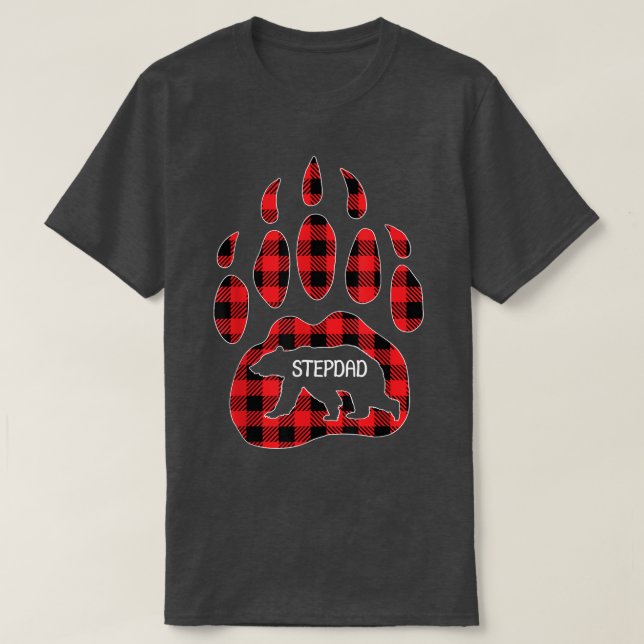 T-shirt Mens Stepdad Bear Rouge Plaid Buffalo Stepdad Matc (Design devant)