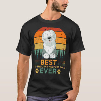T-shirt Mens Style Rétro Meilleur Anglais Sheepdog Papa Ja
