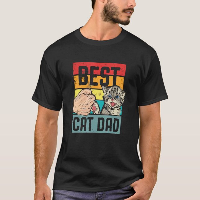 T-shirt Mens style rétro Meilleur Chat Papa (Devant)
