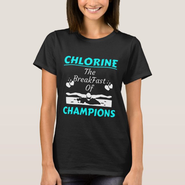 T-shirt Mens Swim Chemise Chlorine Le Petit Déjeuner Champ (Devant)