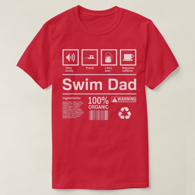 T-shirt Mens Swim    PapaCadeaux Pour Les Pères De Bain  (Design devant)