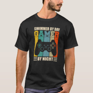 T-shirt Mens Swimmer Gamer Retro Swimmer Par Joueur De Jou