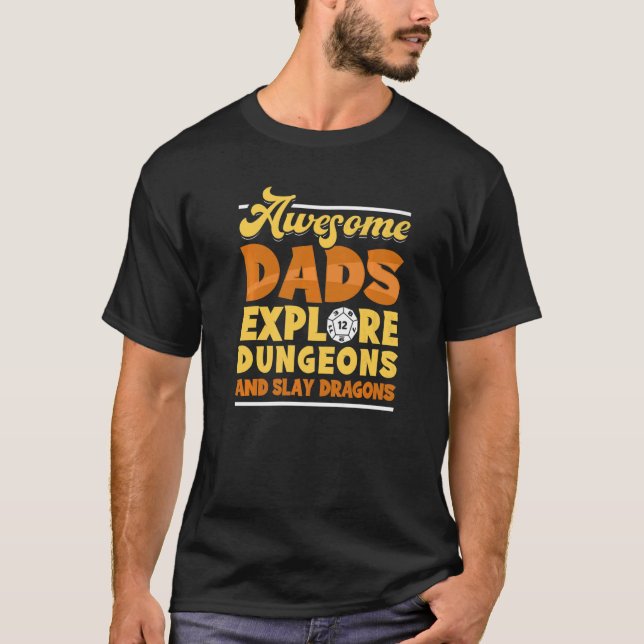 T-shirt Mens Tabeletop Papa Explore Dungeons Slay Dragons  (Devant)