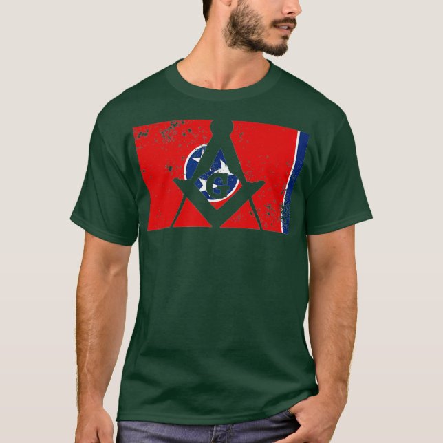 T-shirt Mens Tennessee Masonic Carré Compass Freemason (Devant)