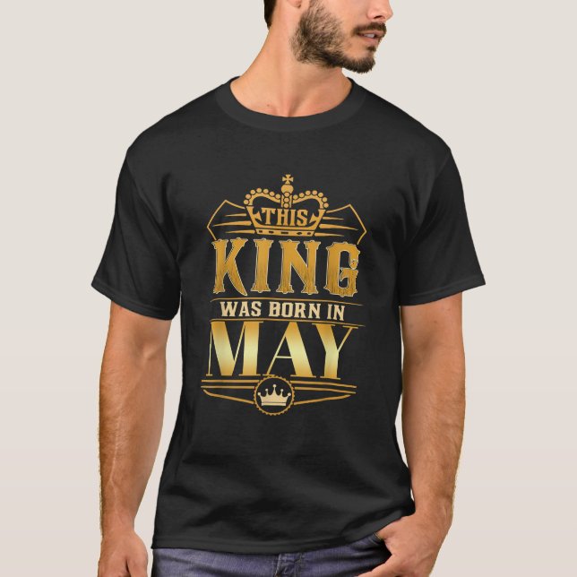 T-shirt Mens This King was born in May Birthday King Men B (Devant)